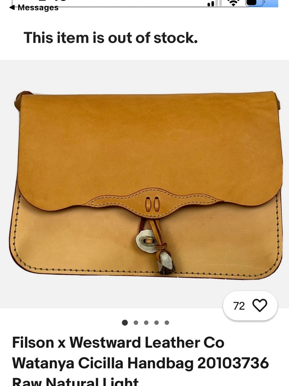 Filson Watanya Cicilla Shoulder Bag in Natural Tan